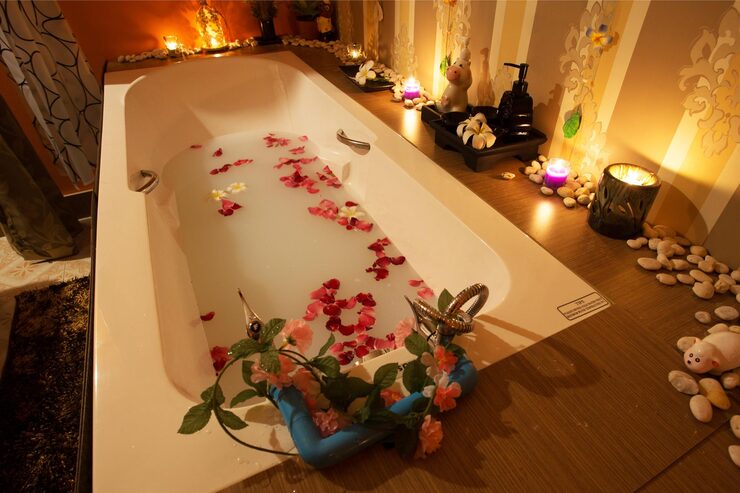 Warm luxury spa atmosphere
